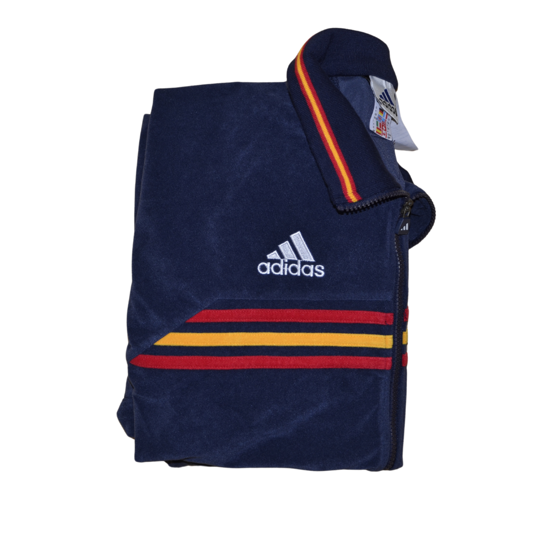 Veste Vintage Équipe d'Espagne Adidas - Velours Bleu Marine (1998) - Taille S/M
