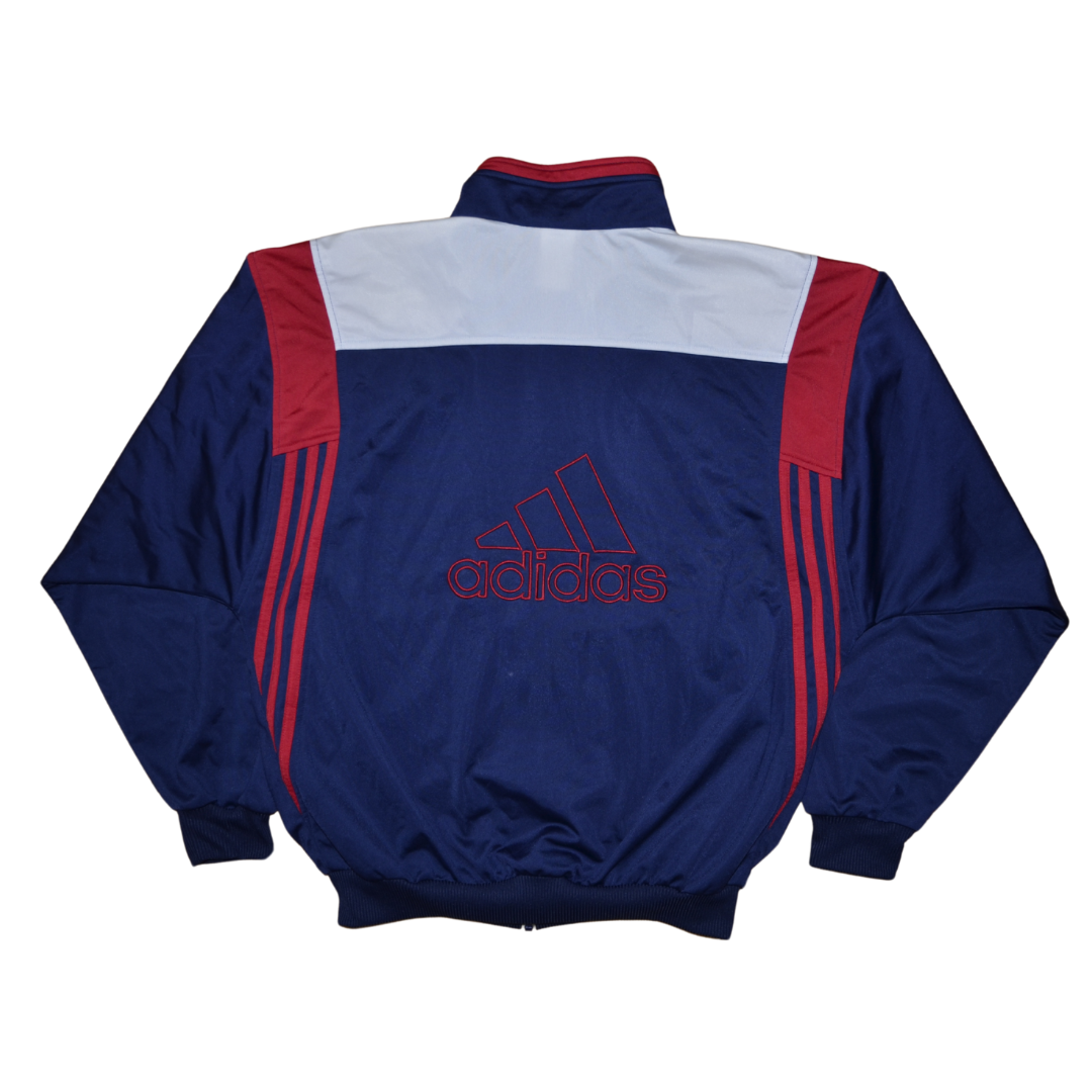 Veste Vintage Adidas 90’s – Bleu marine, épaules blanches, détails rouges