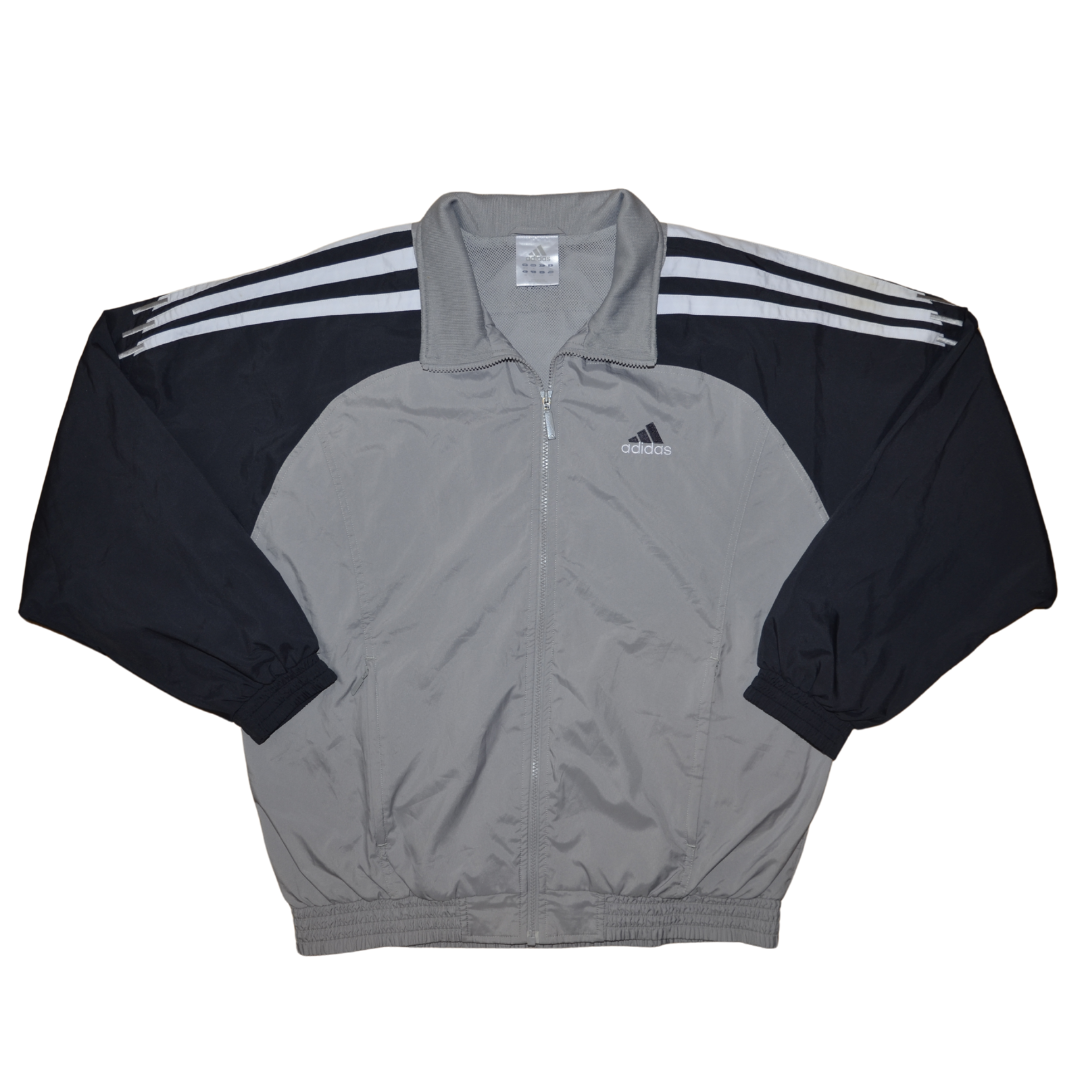 Veste Vintage Adidas 90’s – Gris Clair & Épaules Gris Foncé