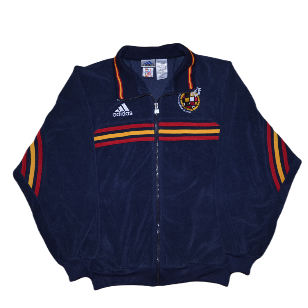 Veste Vintage Équipe d'Espagne Adidas - Velours Bleu Marine (1998) - Taille S/M